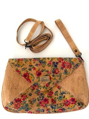 Montado Floral Cork Envelope Crossbody Bag Clutch New in Natural
